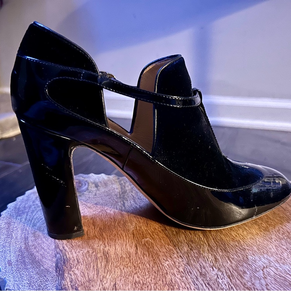 Gorgeous Mohair and Black Patent Leather Booties - Picture 2 of 6